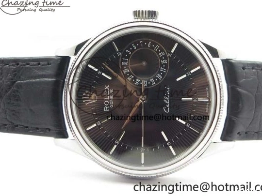 Date BP Markers Leather Real Strap Black Black on Edition Maker 50519 Sticks Dial SS Best SA3165 Cellini 0320